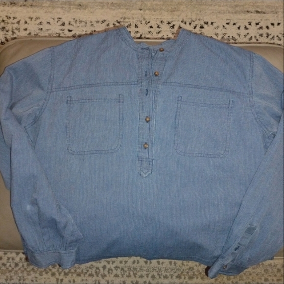 Lucky Brand Edie Striped Popover Top Blue White Pinstripe Size M NWT - Picture 6 of 14